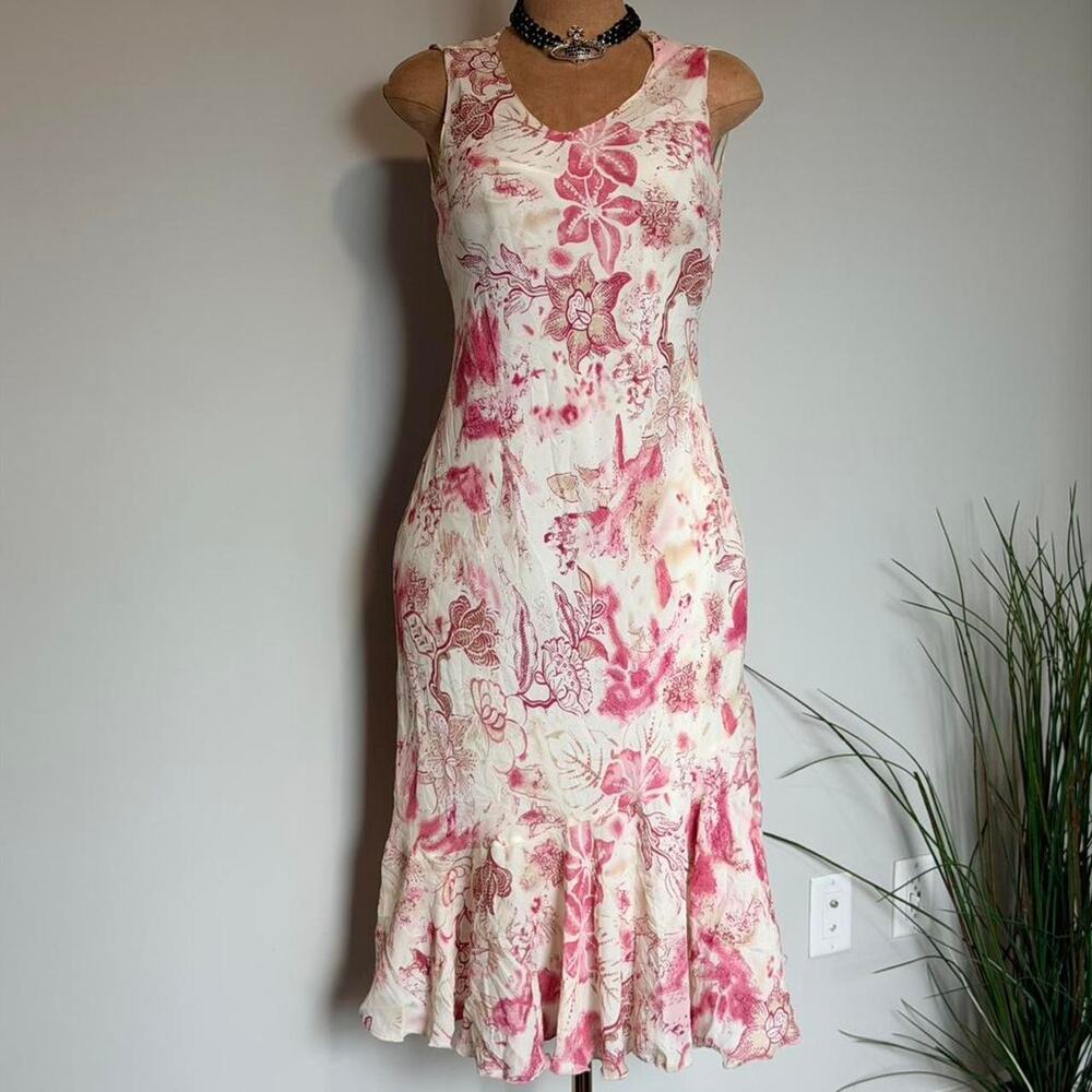 Romantic pink floral mermaid midi